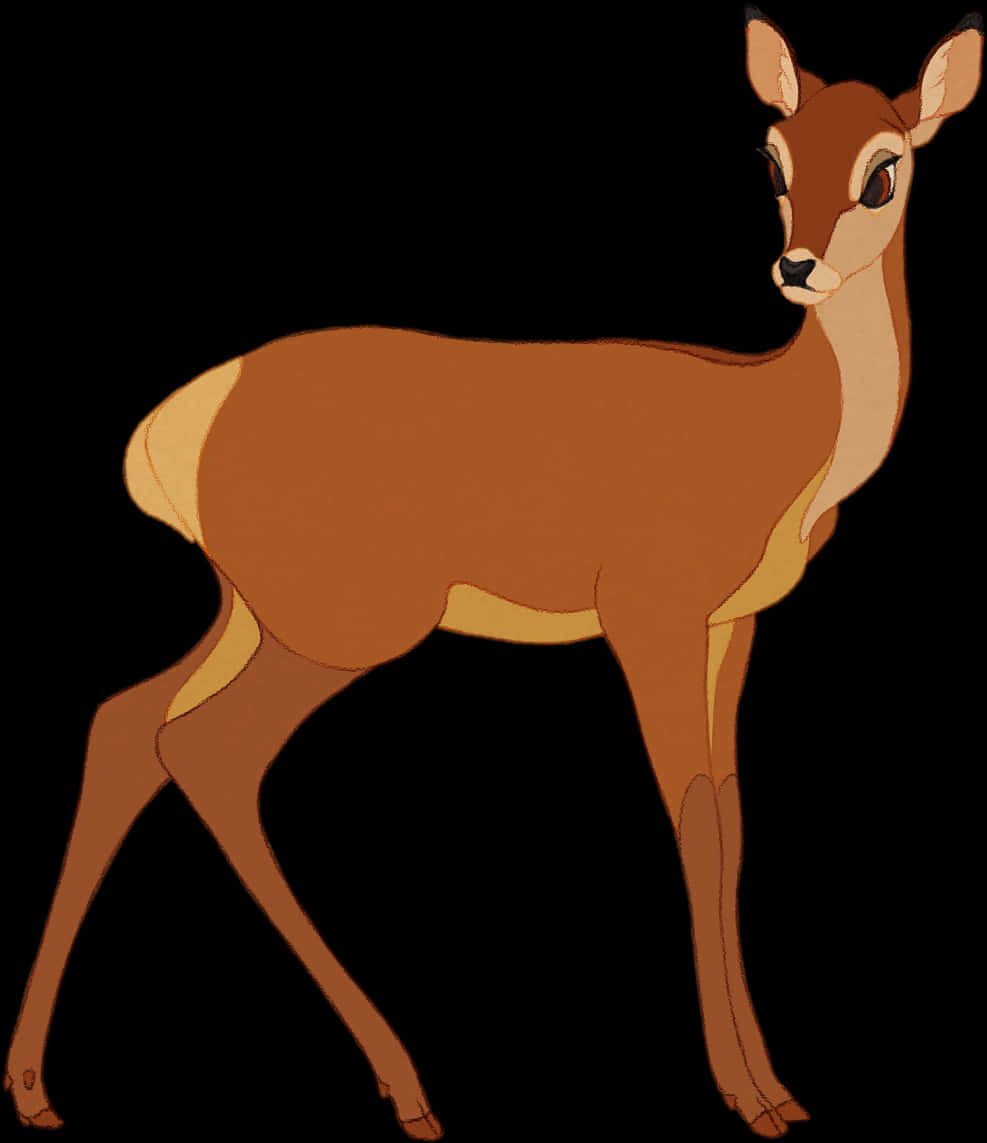 Animated Deer Standing Against Black Background PNG
