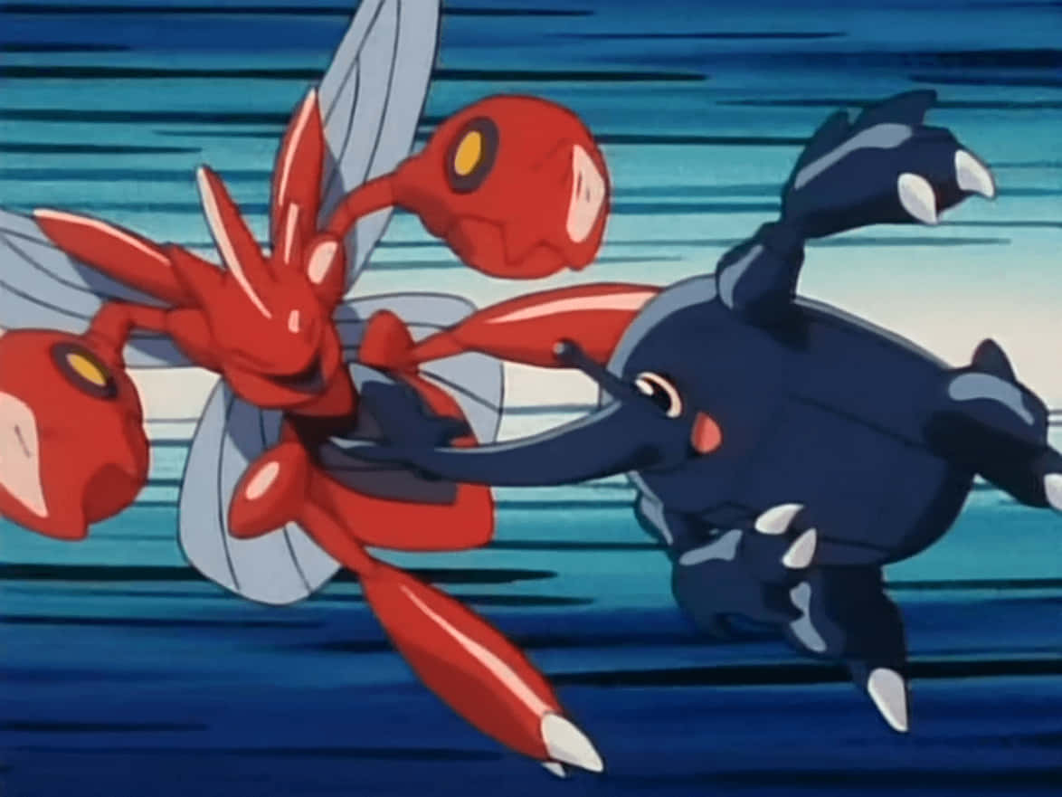 Animated Depiction Of Heracross, The Popular Fighting Bug Pokémon. Wallpaper