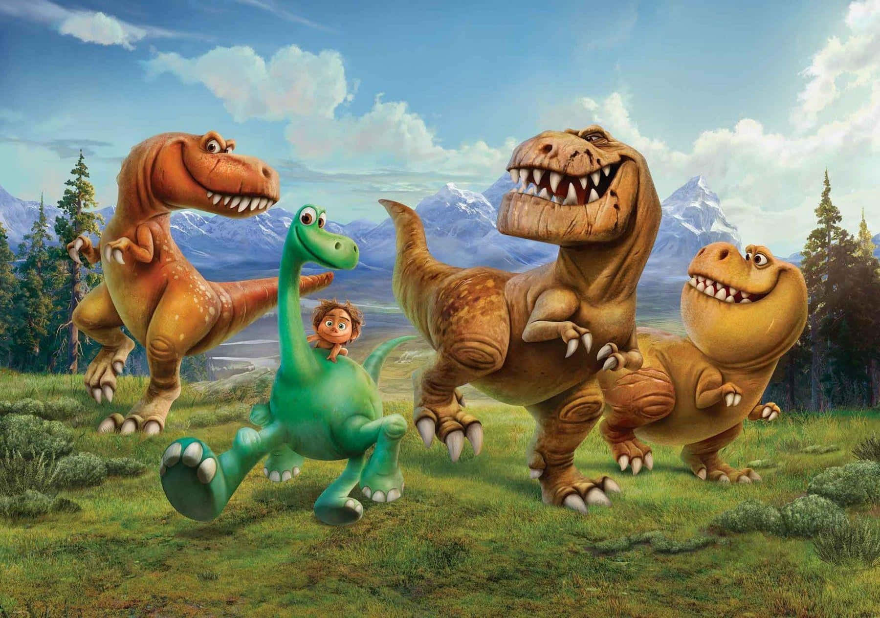 Animated Dinosaur Adventure With Boy Wallpaper