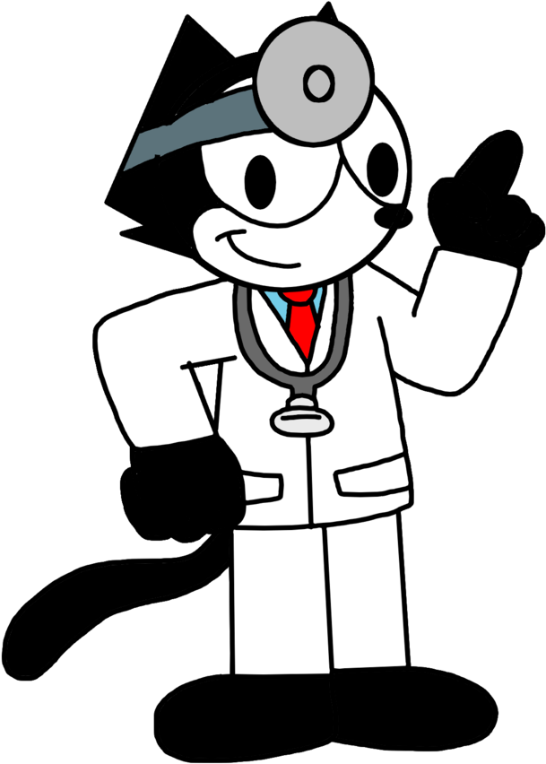 Animated Doctor Character Pointing Upward PNG