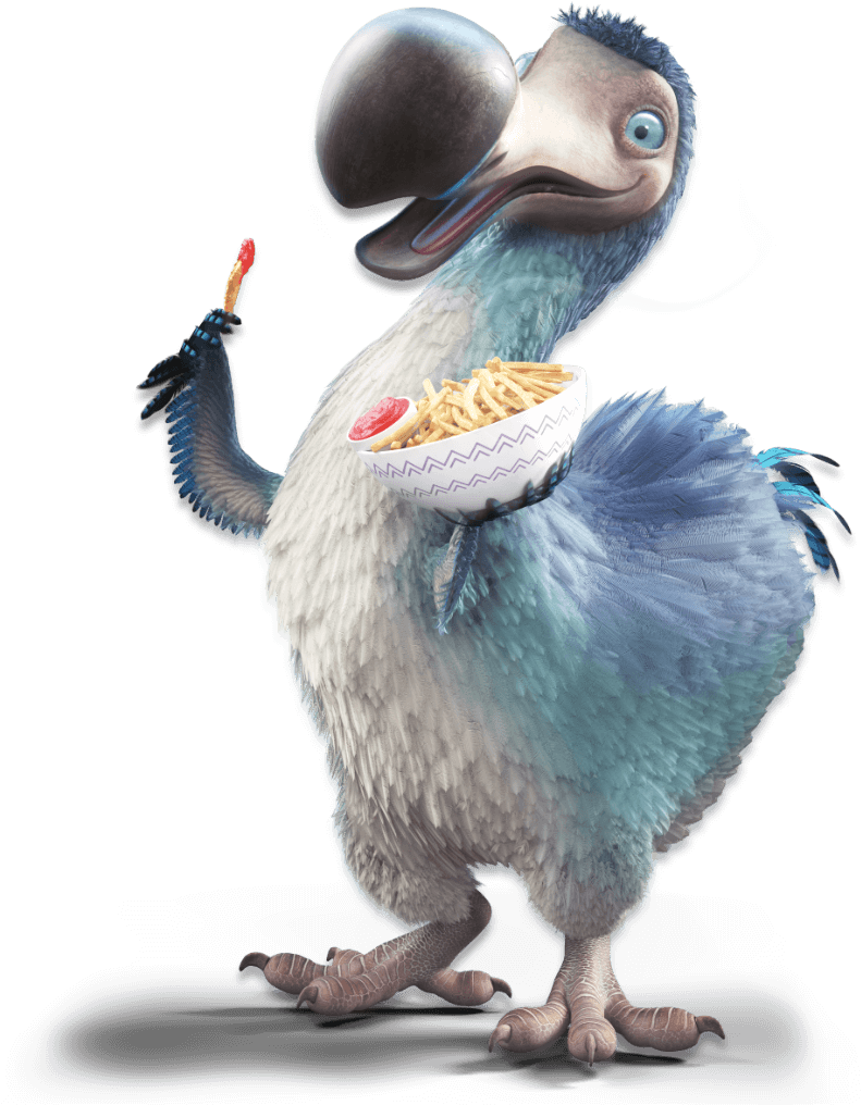 Animated Dodo Holding Fries PNG