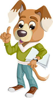 Animated Dog Character Pointing PNG