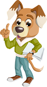 Animated Dog Student Cartoon Character PNG