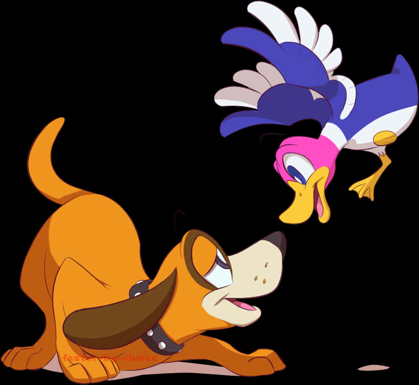 Animated Dogand Duck Friends PNG