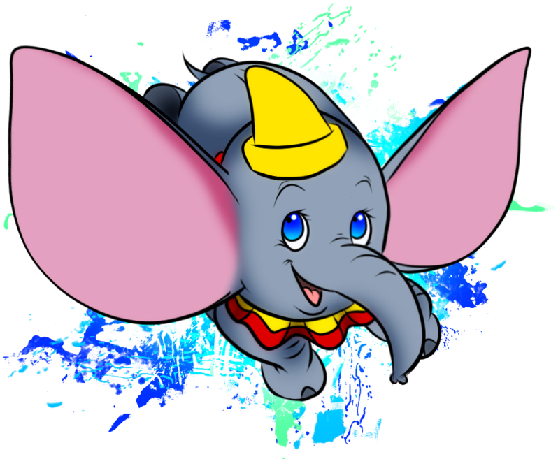 Animated Dumbo Elephant Flying Illustration PNG