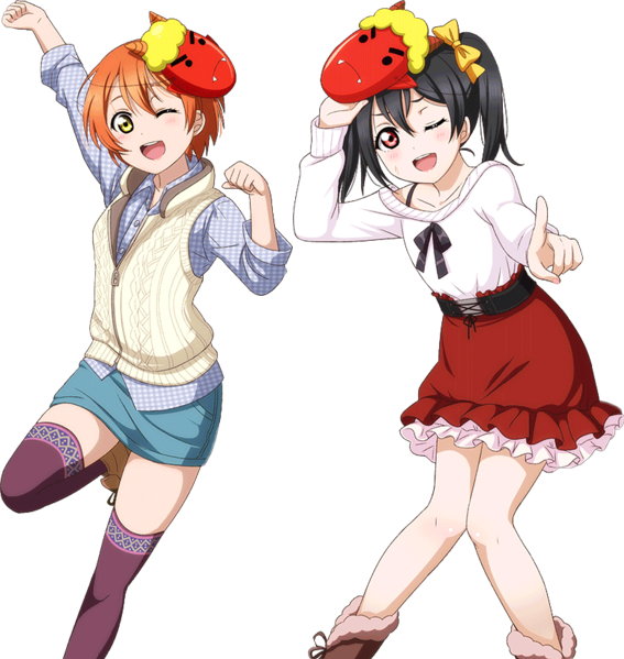 Animated Duo Dancing With Fruit Hats PNG