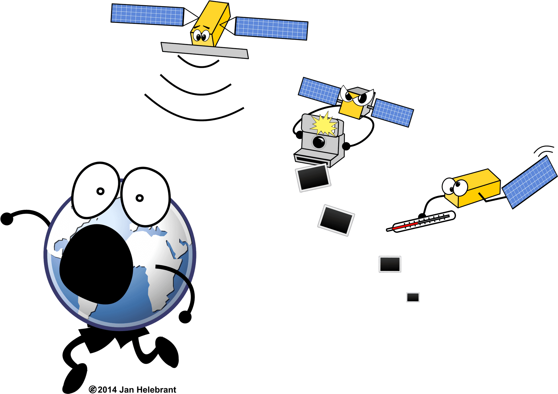 Animated Earthand Satellites Cartoon PNG