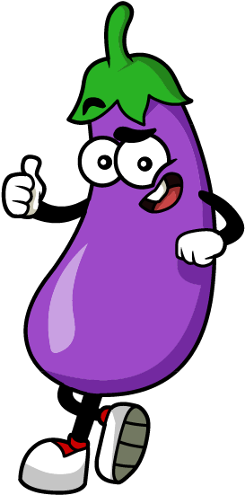 Animated Eggplant Character Thumbs Up PNG