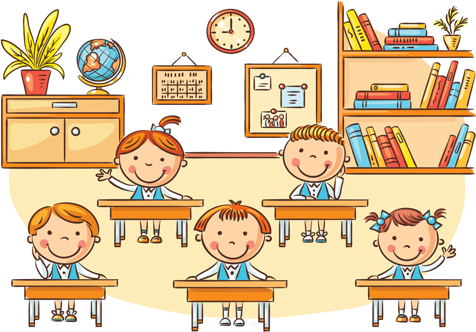 Animated Elementary Classroom Scene PNG