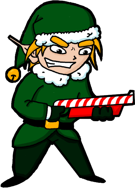 Animated Elf With Candy Cane Gun PNG