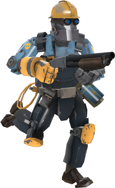 Animated Engineer Character With Gun PNG