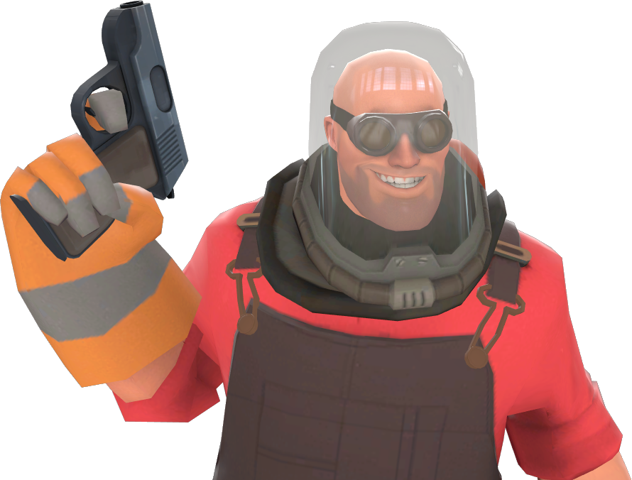 Animated Engineer Holding Wrenchand Gun PNG