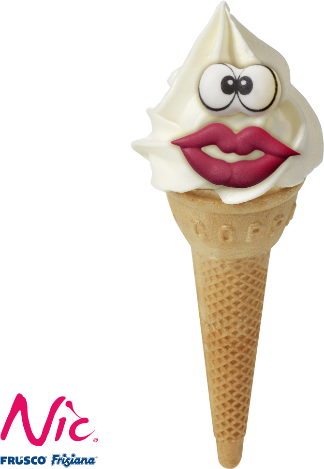 Animated Face Ice Cream Cone PNG