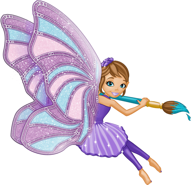 Animated Fairy With Magical Wandand Wings PNG