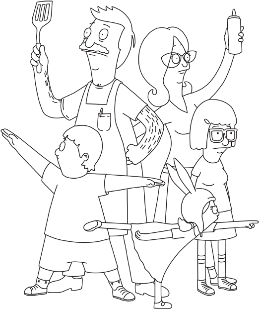 Animated Family Coloring Page PNG