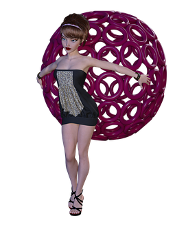 Animated Fashion Modelwith Abstract Background PNG