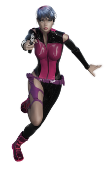 Animated Female Agentwith Gun PNG