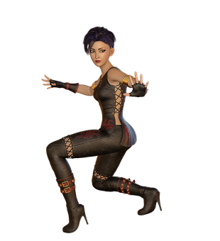 Animated Female Character Action Pose PNG