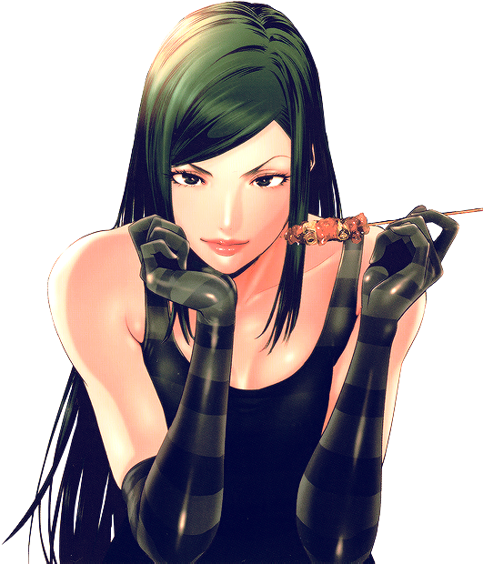 Animated Female Character Green Hair PNG