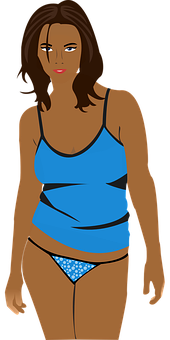 Animated_ Female_ Character_in_ Blue_ Tank_ Top PNG