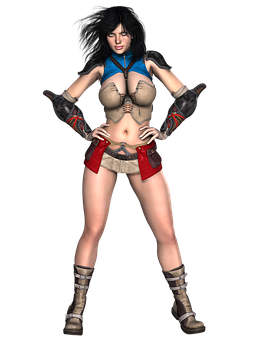 Animated_ Female_ Character_ Posing PNG