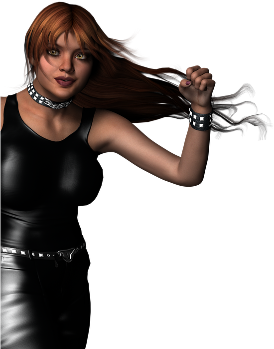 Animated Female Characterin Black Outfit PNG