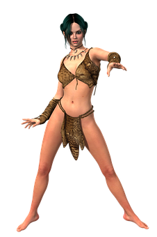 Animated Female Characterin Tribal Costume PNG