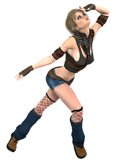 Animated Female Dancer Pose Wallpaper