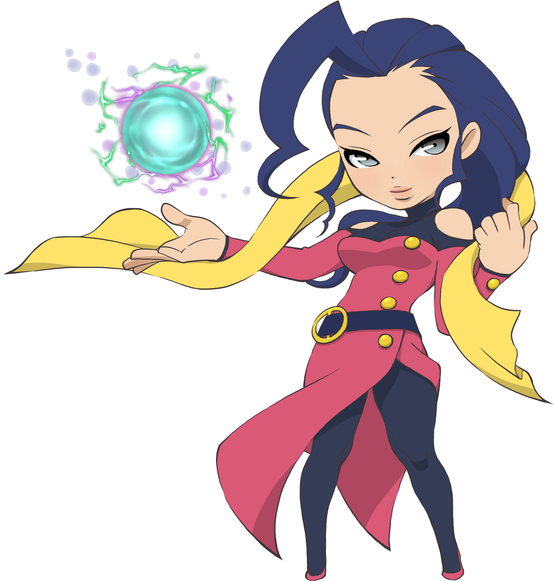 Animated Female Fighter Casting Energy Ball PNG