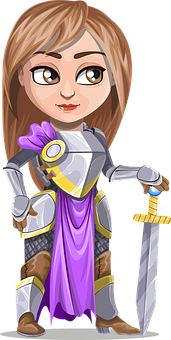 Animated Female Knightwith Sword PNG