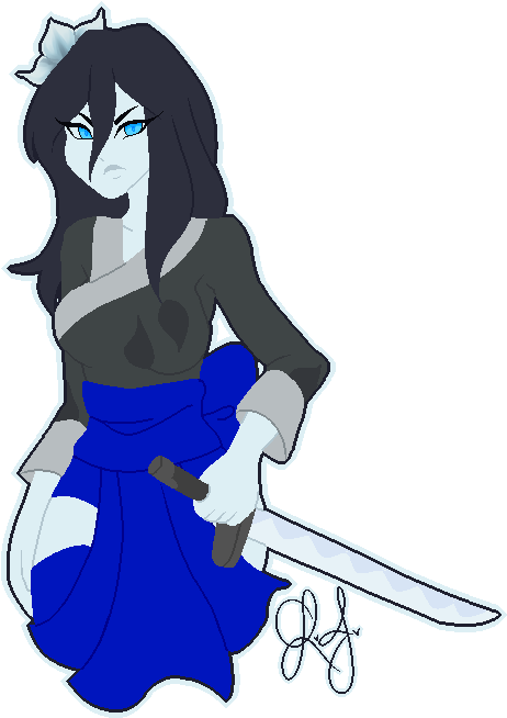 Animated Female Ninjawith Sword PNG