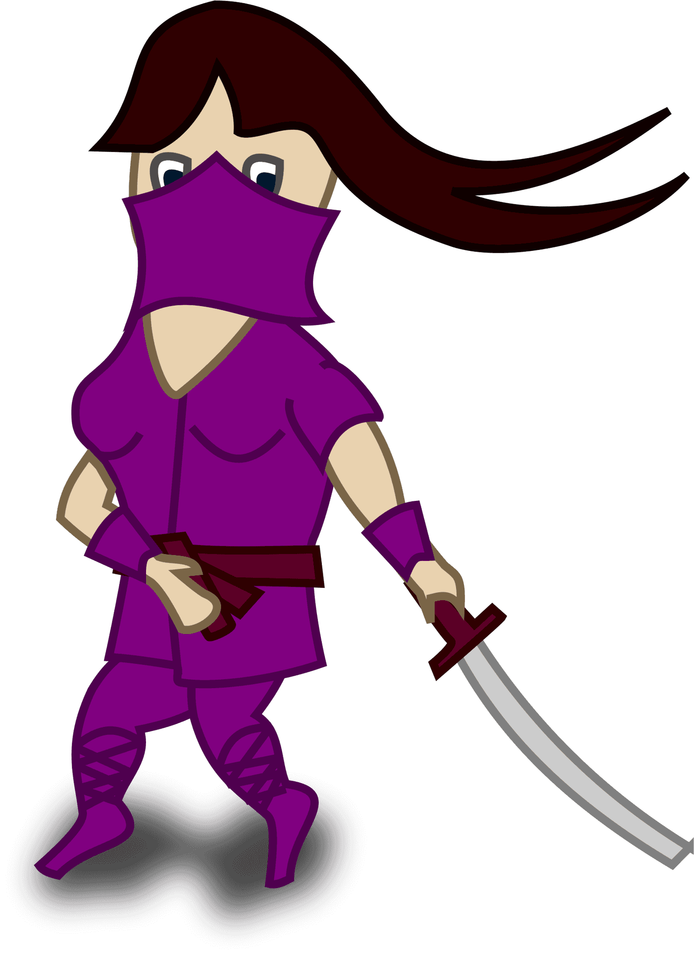 Animated Female Ninjawith Sword.png PNG