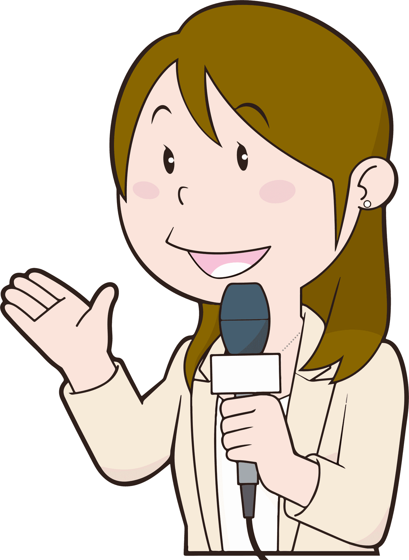 Animated Female Reporter With Microphone PNG
