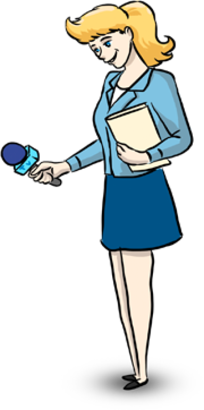 Animated Female Reporter With Microphone PNG