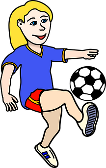 Animated Female Soccer Player Dribbling PNG