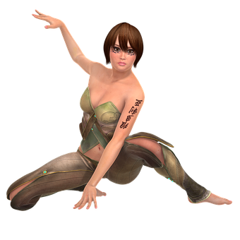 Animated Female Warrior Pose PNG