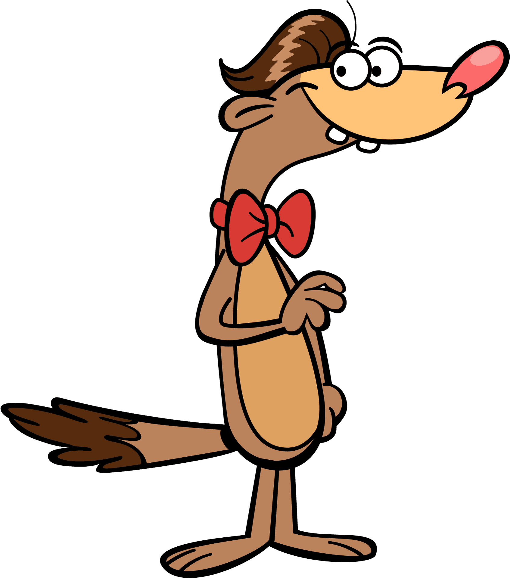 Animated Ferret Characterwith Bow Tie PNG