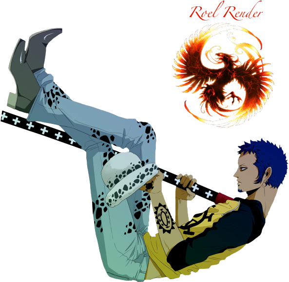 Animated Firebirdand Blue Haired Warrior PNG