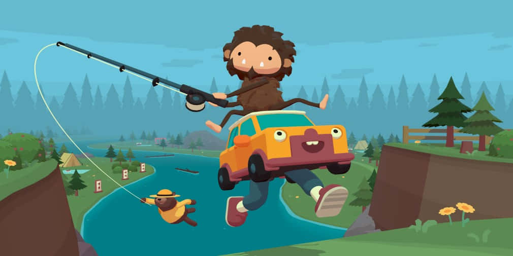 Animated Fishing Adventure Carand Characters Wallpaper