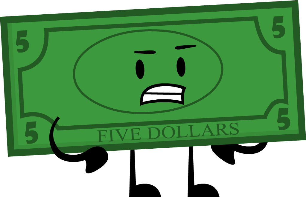 Animated Five Dollar Bill Character PNG