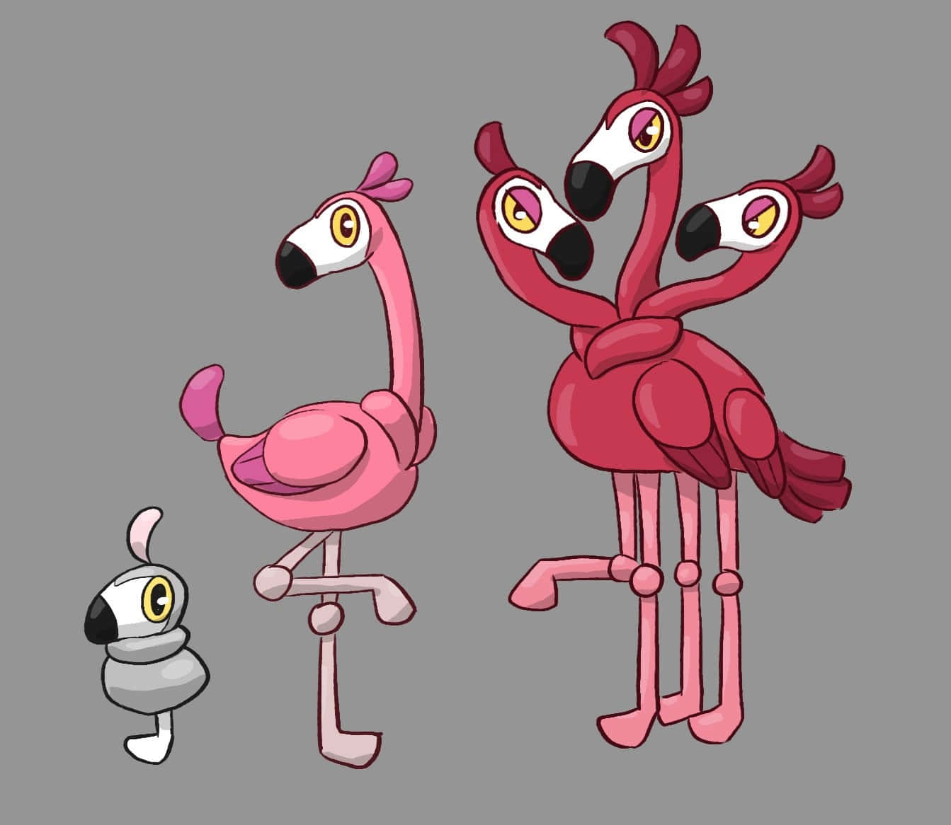 Animated Flamingo Characters Evolution Wallpaper