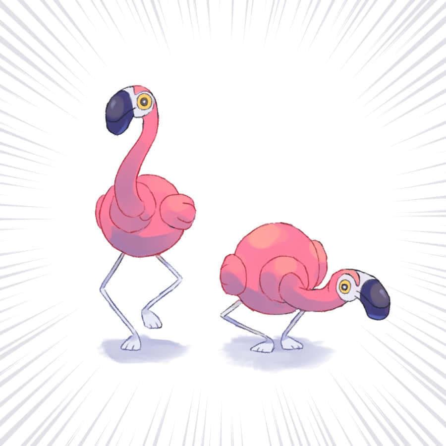 Animated Flamingos Cartoon Style Wallpaper