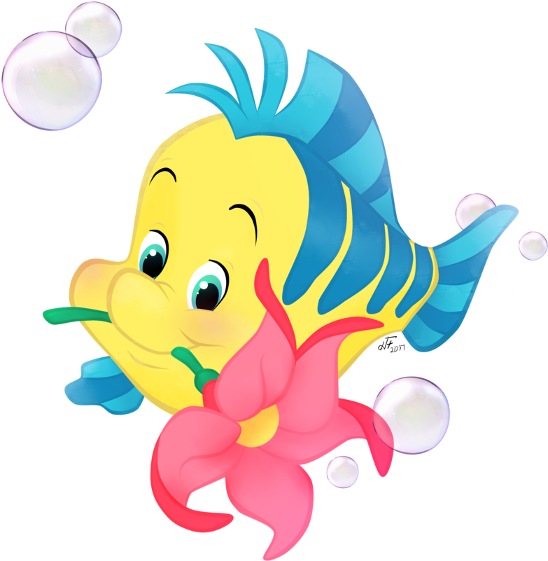 Animated Flounder With Bubbles PNG