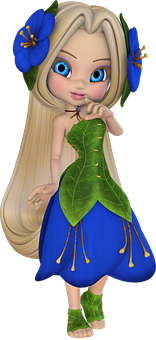 Animated Flower Fairy Girl PNG