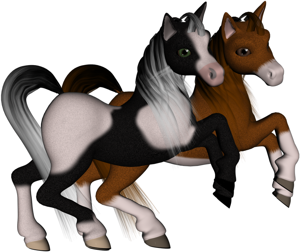 Animated Foals Playing Together PNG