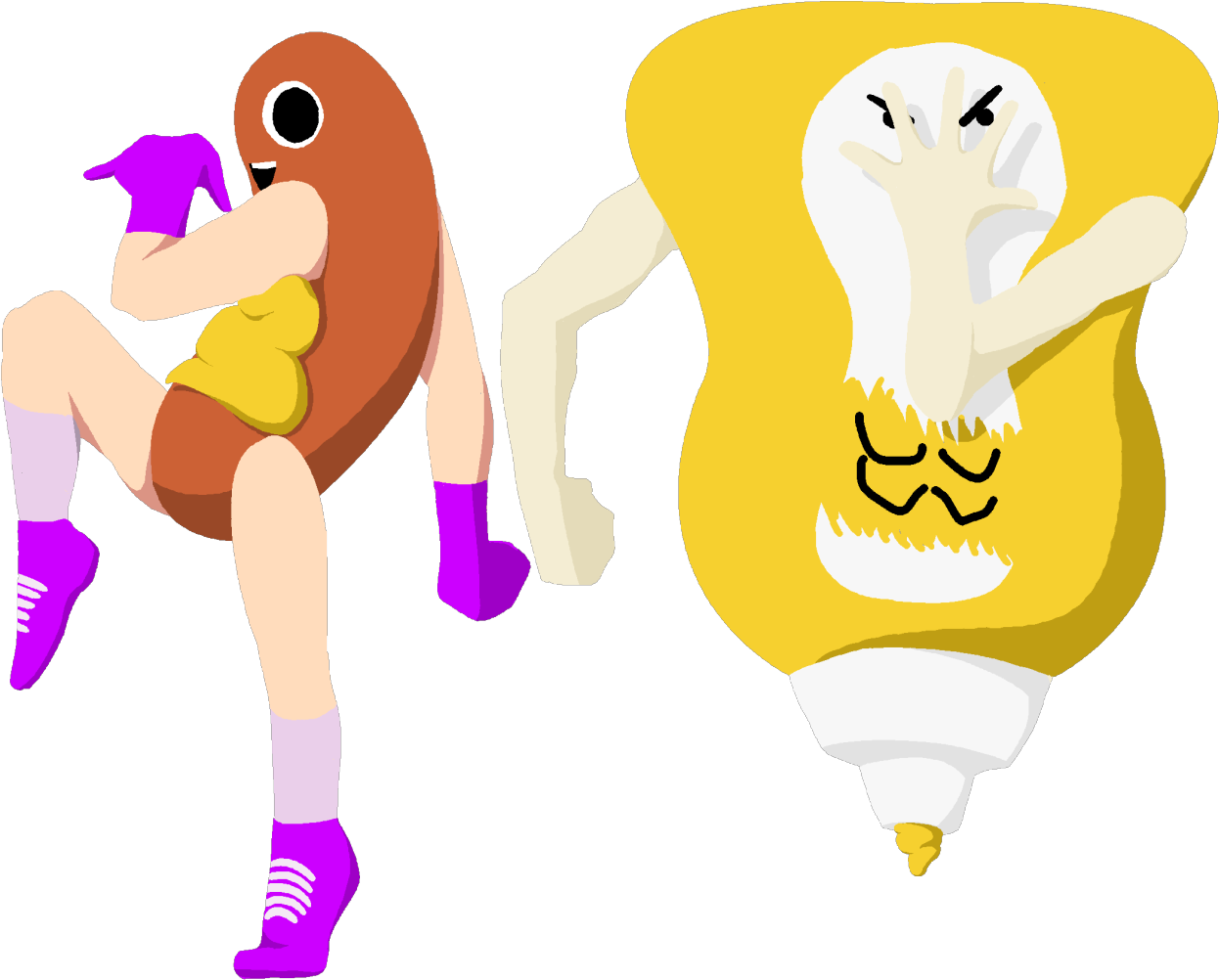 Animated Food Characters Exercising PNG