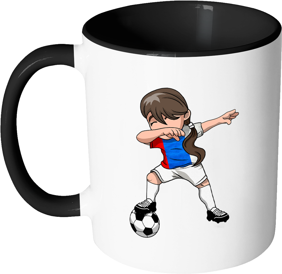 Animated Football Player Mug Design PNG