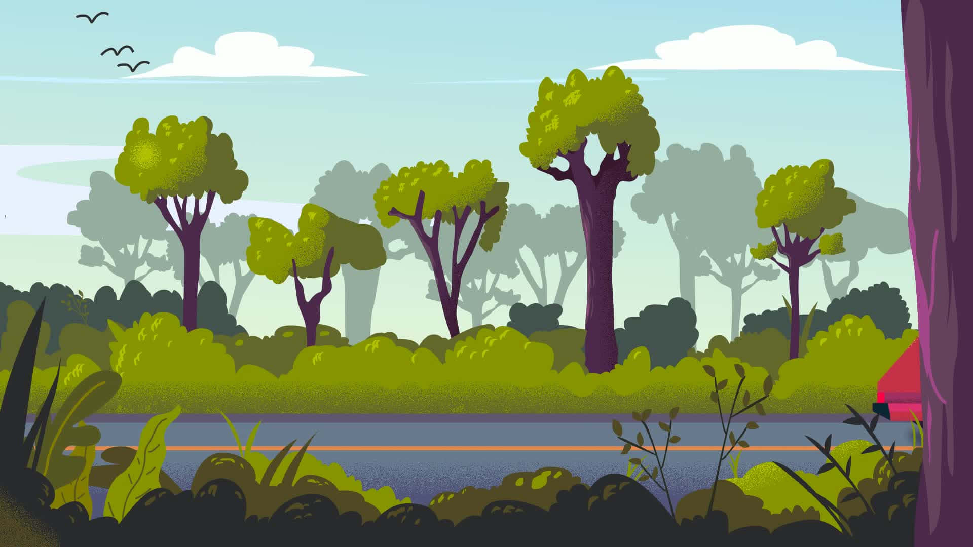 Explore the lush beauty of an animated forest