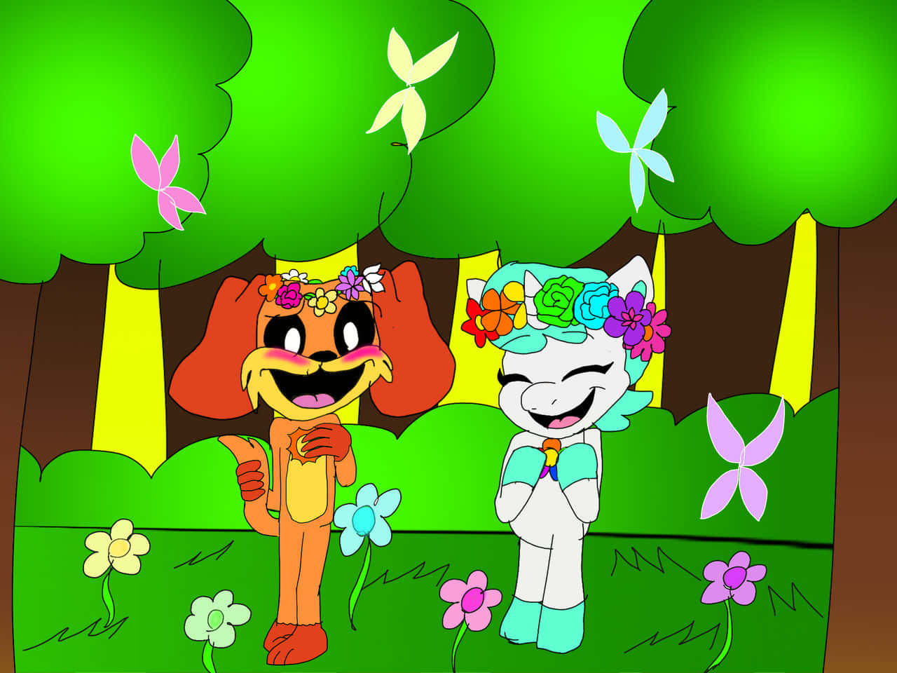 Animated Forest Friends Smiling.jpg Wallpaper