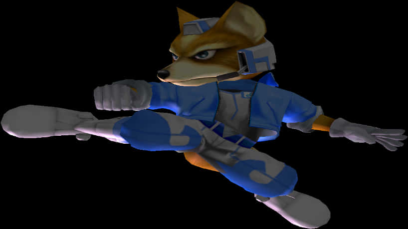Animated Fox Character Action Pose PNG